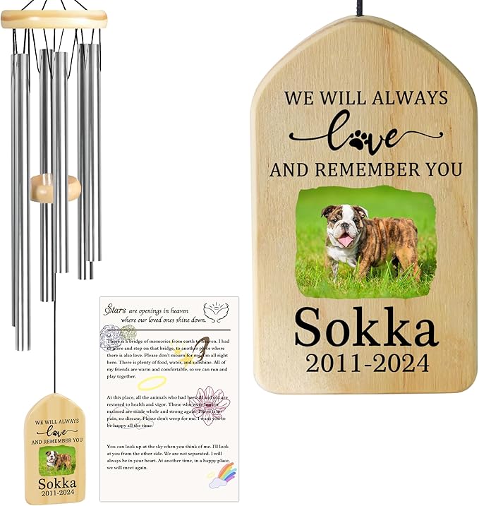 Dog Memorial Gifts for Loss of Dog, Pet Memorial Wind Chime, Pet Memorial Gifts, Pet Loss Gifts, Loss of Dog Sympathy Gift, Dog Remembrance Gift, in Memory of Dog Cat - Love and Remember You
