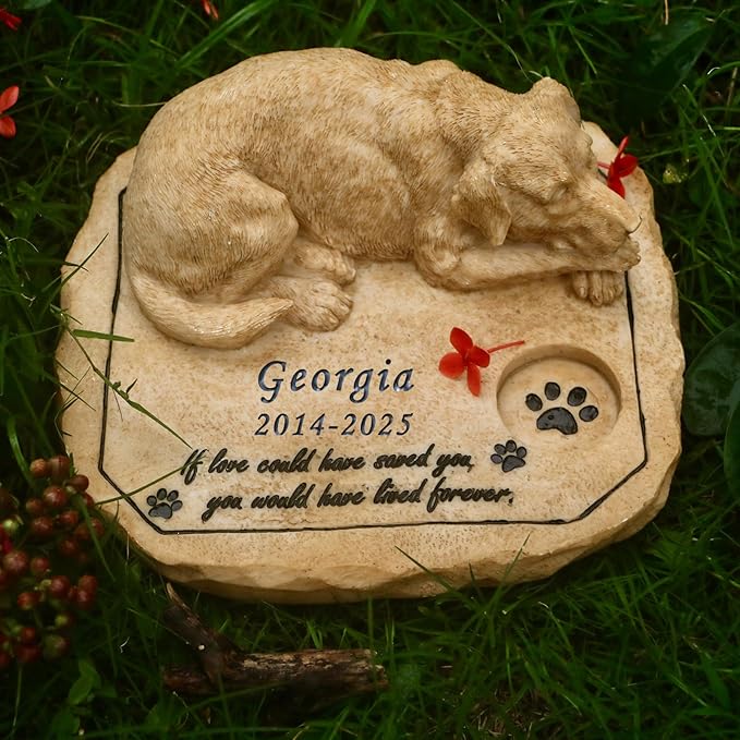 Personalized Dog Memorial Stone,Custom Engraved Pet Headstone for Dogs,Dog Memorial Gifts Loss Gifts Outdoors,Dog Memorial Garden Statues,Dog Figurine