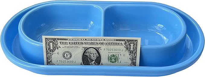 Ant Proof Cat Dish Pet Feeder 32 Oz Food Water Bowl for Small Medium Size Dogs Cats (Blue,M)