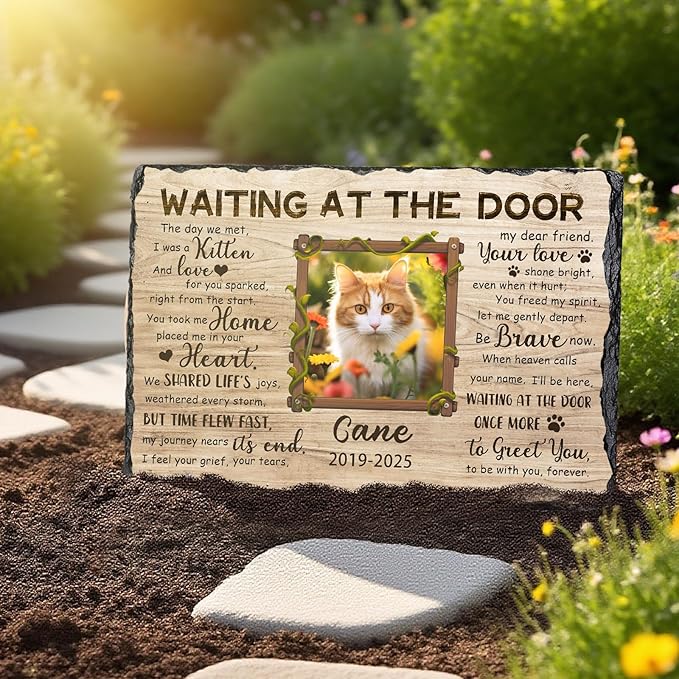 Ship Next Day, Customized Pet Memorial Stones for Dogs Cats Memorial Gifts for Loss of Dog Death Sympathy Gift with Photo Picture Name Date Personalized Pet Frame