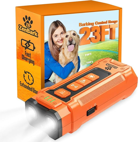 Bark Deterrent Training Device for Dogs -Multiple Training Modes,Safe Anti-Barking Trainer, Correct Behavior, Rechargeable Ultrasonic Handheld Deterrent for Small & Large Dogs by Zenbark