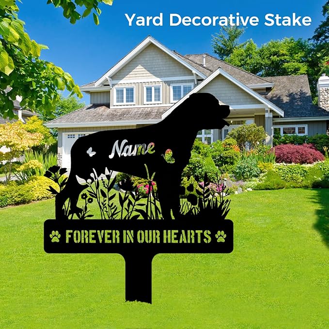 Custom Rottweiler Rottie Dog Grave Marker, Personalized Dog Memorial Stake, Metal Pet Tombstone, Outdoor Sympathy Sign for Garden Yard Decor, Pet Loss Gift