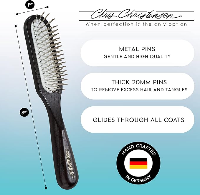 Chris Christensen Ice on Ice Detangle & Finishing Bundle: Detangler Spray for Elasticity & Strength + 20mm Slip Dematting Brush for Smooth Coats