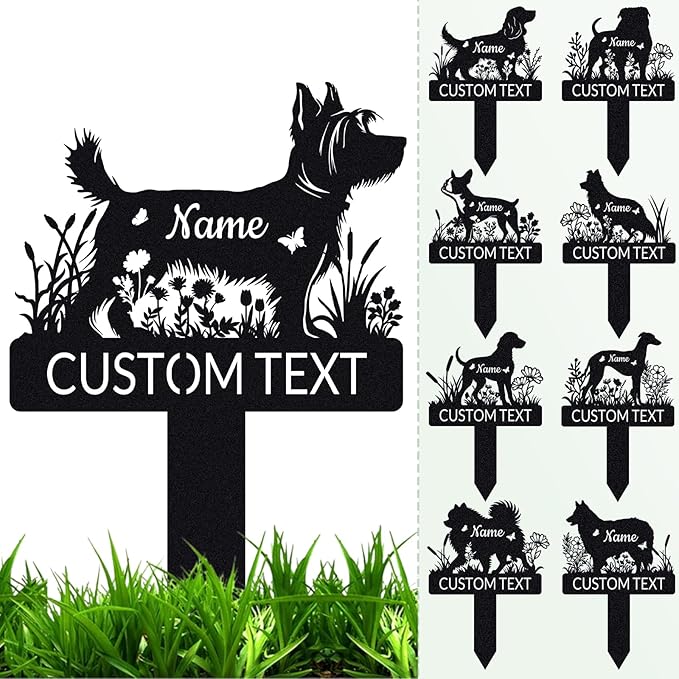 Aolun Custom Metal Dog Memorial Stake, Personalized Pet Name Grave Cemetery Markers Sign for Outdoor Garden Graveside, Dog Remembrance Plaque Pet Loss Gifts for Pet Owner Dog Lovers
