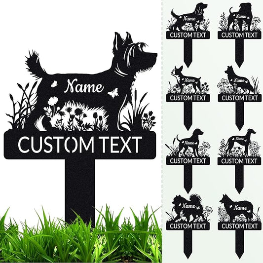 Aolun Custom Metal Dog Memorial Stake, Personalized Pet Name Grave Cemetery Markers Sign for Outdoor Garden Graveside, Dog Remembrance Plaque Pet Loss Gifts for Pet Owner Dog Lovers
