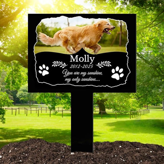 Custom Pet Grave Markers Dog Outdoor, Personalized Pet Grave Marker with Name and Date, Weatherproof Dog Headstone for Graves Outdoor Garden Yard, Pet Tombstones Sympathy Gift for Pet Loss