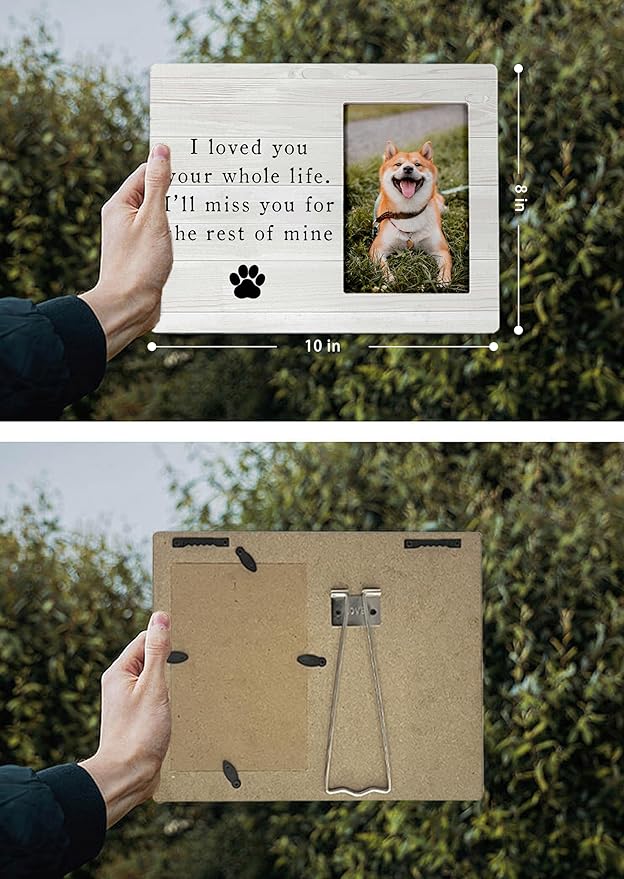 FONDCANYON Pet Memory Picture Photo Frame, Cat & Dog Memorial Frames, Sympathy Gift for Pet Loss (4x6 Inch) (Color-2)