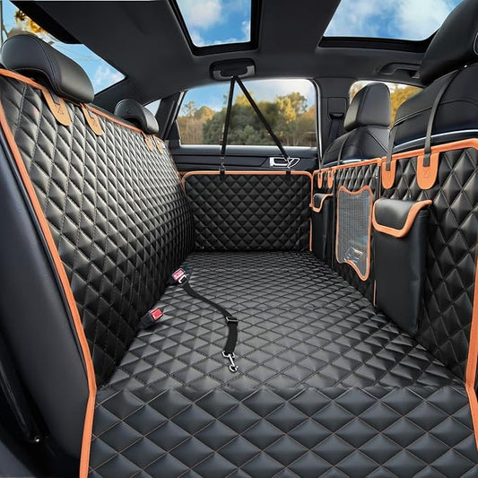 Back Seat Extender for Dogs,Dog Car Seat Cover for Back Seat with Hard Bottom Holds 500 lbs,Car Seat Protector,Waterproof Extender for Dogs,Dog HammockPet Bed for Full-Size Cars,SUVs, Small Trucks
