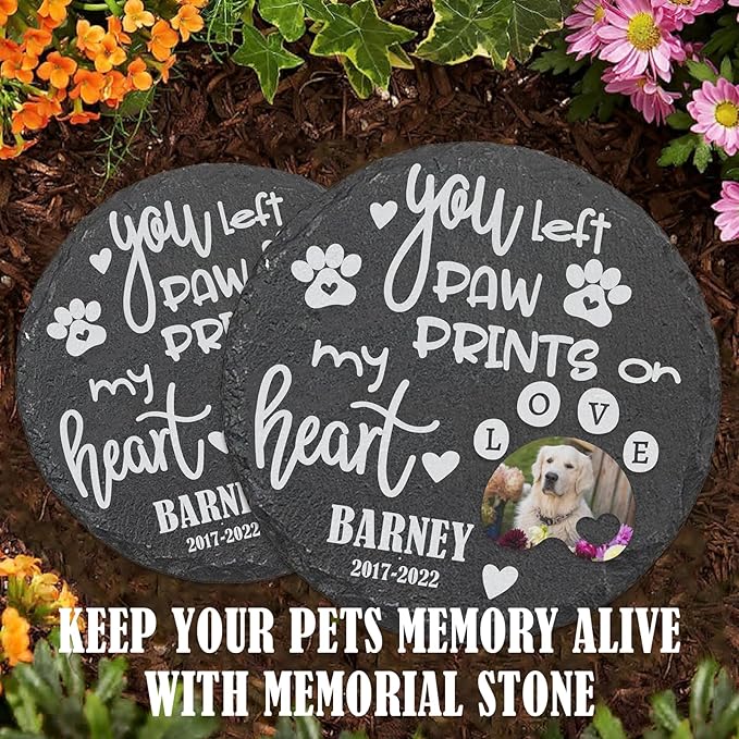 ubjva Dog Memorial Stone Dog Memorial Gifts for Loss of Dog Pet Garden Stone for Indoor Outdoor Lawn Backyard Cemetery Decorations - Style3(Color Printing)