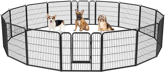 Yaheetech Wide Panel Dog Playpen, 16 Panels 32 inch High Pet Pen with Gate, Portable Indoor Outdoor Fence for Medium/Large Breed Dogs
