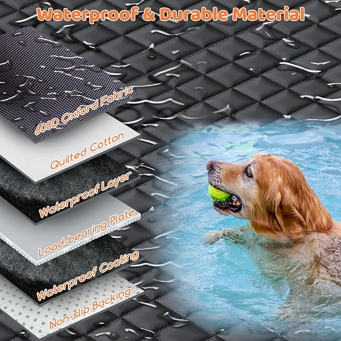 URPOWER Dog Car Seat Cover for Pets 100% Waterproof Seat Cover Hammock 600D Heavy Duty Scratch Proof Nonslip Durable Soft Back Seat Covers for Cars Trucks and SUVs