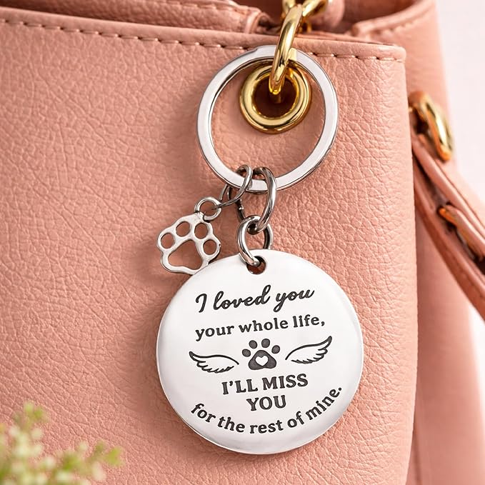 Pet Memorial Gifts for Dogs - Personalized Waiting at The Door Dog Memorial Picture Frame, Engraved Keychain, Pet Sympathy Card - Passed Away Sympathy Gift for Dog Lovers, Bereavement Decor Home