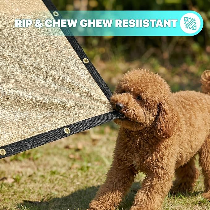 Royal Shade 8' x 26' Beige Custom Size 90% Shade Cloth Dog Kennel Shade Mesh Tarp Sunblock with Grommets for Dog Kennel Cover, Fence Privacy Screen, Greenhouse, Chicken Coop & Pet Playpen.