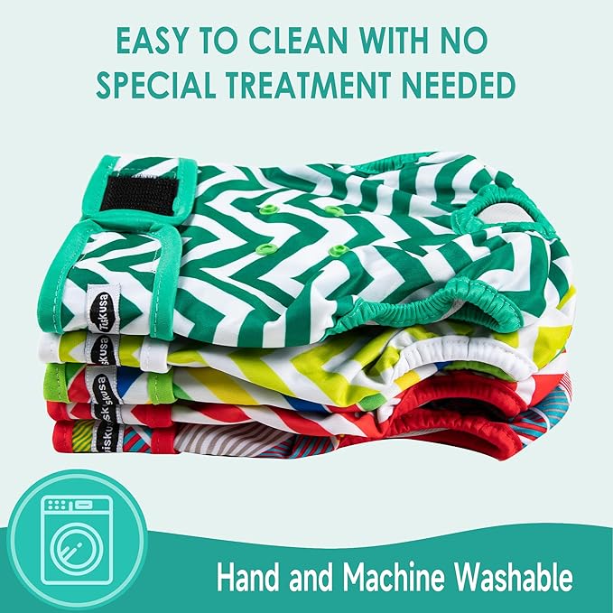Reusable Washable Dog Diapers Female, Highly Absorbent Doggie Diapers, Size Adjustable Puppy Diapers for Dog Period Panties(5 Pack)