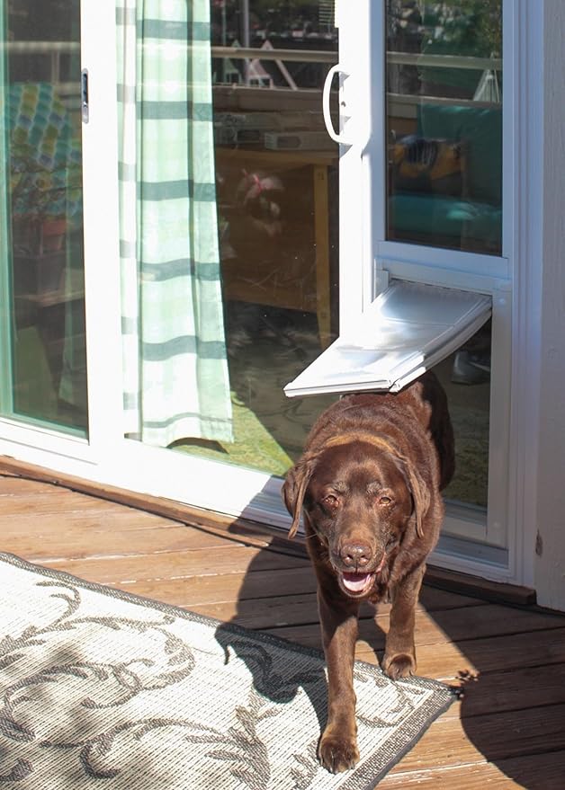 Endura Flap Pet Door for Vinyl Sliding Glass Doors | Dual-Flap Extreme Weather Design | Insulated, Energy-Efficient Dog Door with Locking Security | White, Large Flap, 93.25"-96.25" Slider Height