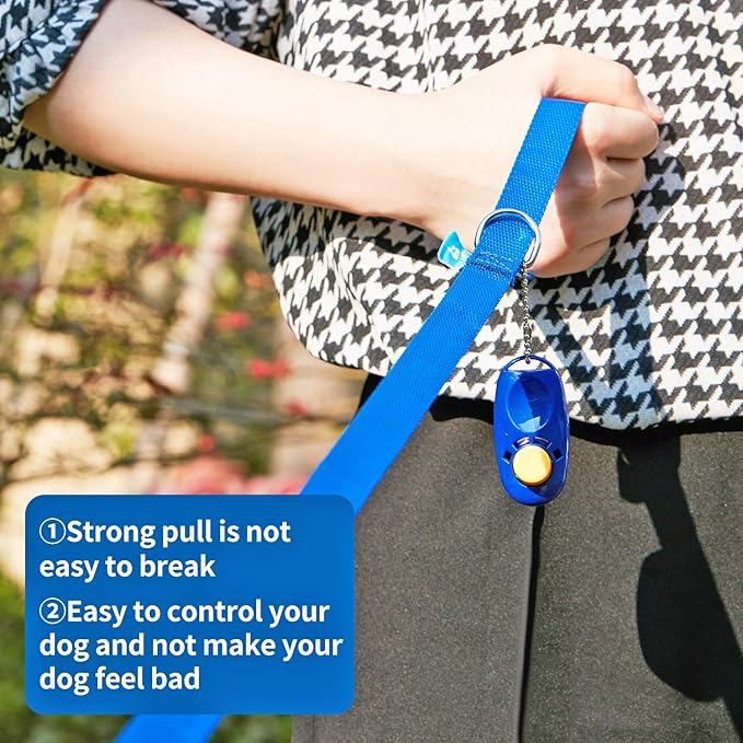 BAAPET 15/20/30/50/100 ft Long Dog Training Leash with Clickers for Small, Medium and Large Dogs or Cats (20 Feet, Blue)