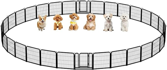 Yaheetech Dog Playpen Outdoor, 24 Inch 32 Panels Heavy Duty Puppy Exercise Pen Metal Pet Fence for RV Camping/Yard/Garden