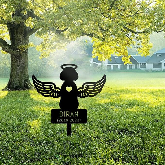Personalized Pet Dogs Metal Grave Markers Signs Stake, Angel Dog Pet Loss Memorial Gift at Dog Tombstones Headstones Garden Outdoor, Sympathy Cemetery Gift for Lost Loved, 8inch, black