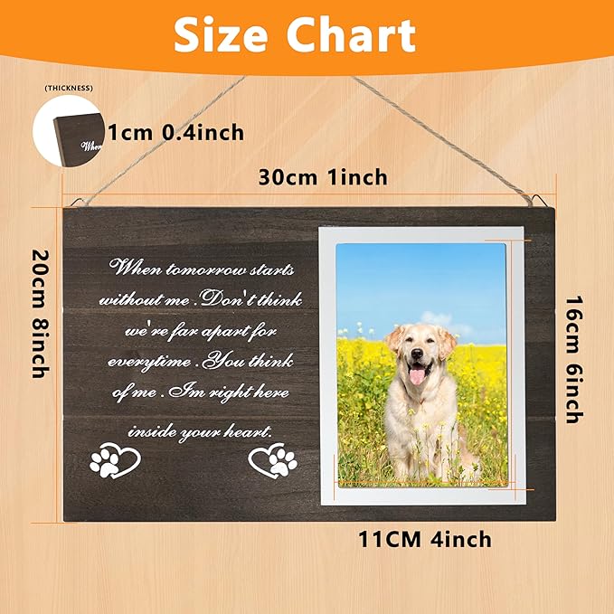 Pet Memorial Gifts for Loss of Dogs, Wooden Picture Frame for 4x6 Photo, Pets Memorial Sympathy Gifts for Dogs Cats, DIY Pet Loss Gift for Dog Lovers, Dog Funeral Remembrance Frames, Dark Brown