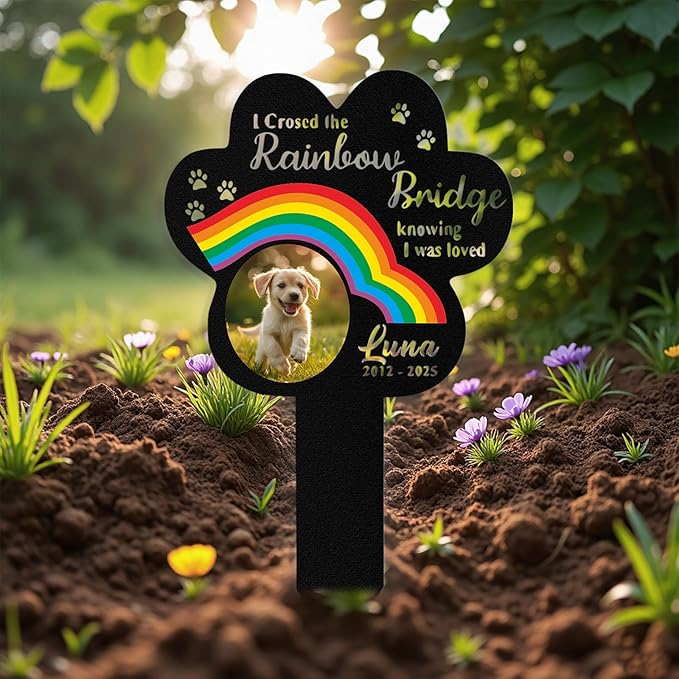 Custom Dog Grave Markers Outdoor, Personalized Pet Grave Marker Dog Memorial with Photo and Name, Outdoor Weatherproof Pet Cemetery Sign, Personalized Dog Memorial Gifts for Loss of Dog
