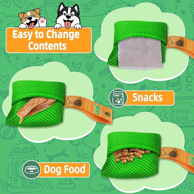 Dog Scent Training Kit – Fun Nosework Brain Games for Dogs – Encourage Calmness, Build Bond, All Ages & Breeds – 6 Scent Pouches with Fennel & Rosemary, Snap Hooks & Step-by-Step Training Guide