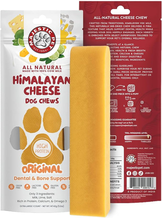 Majestic Pet Himalayan All-Natural Cheese Dog Chews - Long Lasting Dental Chew for Dogs - Healthy Pet Treats with Beneficial Ingredients (Dental & Bone Support, XL, 1 Pack)