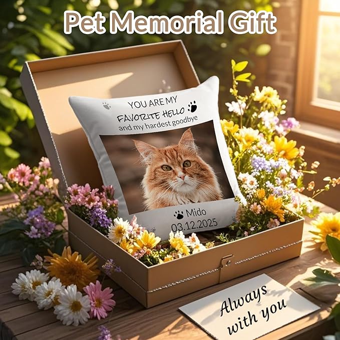 Custom Dog Memorial Throw Pillow with Photo - Personalized Loss of Dog Sympathy Gift for You | Pet Memorial Gifts for Dogs/Cats (Style 2)