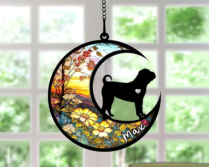 Personalized Dog Memorial, Custom Name Shar Pei Dog Christmas Ornament with Name, Custom Breeds, Pet Loss Light Catcher, Gifts for Lovers Loss of Pet Sympathy on Mothers Day Christmas