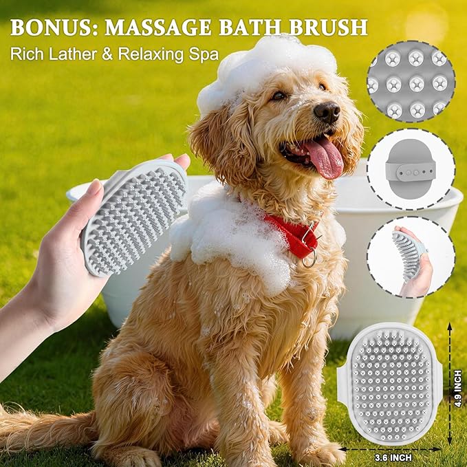 4-in-1 Beech Wood Slicker Brush for Dogs - Long Pin Dog Brush Grooming Kit for Doodles, Poodles, Goldendoodles & Thick Coats to Dematting & Reducing Tangles and Fluff