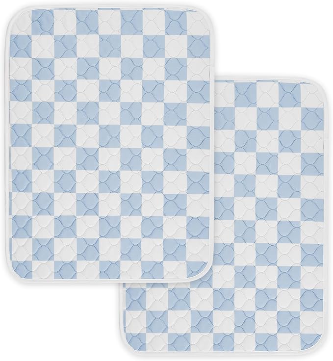 Ralxion 2 Pack Blue Checkered Washable Pee Pads for Dogs, Checkered Reusable Dog Pee Pads, for Puppy Playpen, Crate, Whelping Box, Potty Training, Cute Aesthetic Absorbency, Leak-Proof Non-Slip
