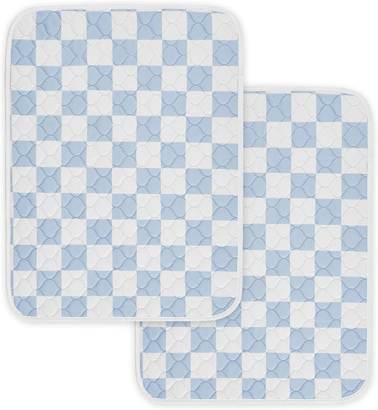 Ralxion 2 Pack Blue Checkered Washable Pee Pads for Dogs, Checkered Reusable Dog Pee Pads, for Puppy Playpen, Crate, Whelping Box, Potty Training, Cute Aesthetic Absorbency, Leak-Proof Non-Slip