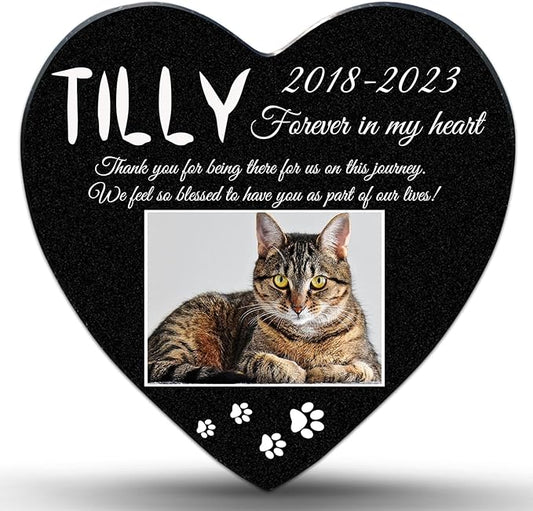 ADFSTONE Pet Memorial Stones Personalized Dog Remembrance Gifts, Customized Cat Picture Grieving Plaque, DIY Gravestone, Custom Sympathy Photo Gift, Animal Grave Markers