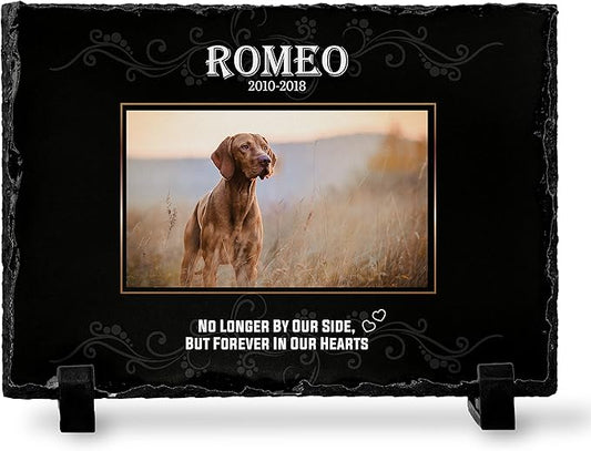 Brd Gifts Pet Memorial Stone with Photo - 6"x8" - 6 Designs - Pet Grave Marker - Pet Headstone | Dog Memorial Stone - Garden Memorial Stones - Personalized Memorial | Waterproof - Outdoor & Indoor #1