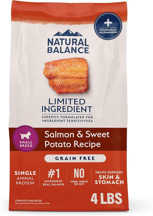 Natural Balance Limited Ingredient Small Breed Adult Grain-Free Dry Dog Food, Salmon & Sweet Potato Recipe, 4 Pound (Pack of 1)