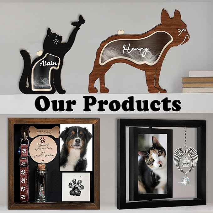 9" French Bulldog Dog Hair Keepsake Box, Wooden Pet Urns for Dogs, DIY Pet Loss Sympathy Gifts, Unique Gift Dog Shape Standable Table Decor, Idea Gift for Pet Lover Storing Fur Teeth Ashes PS16-12L