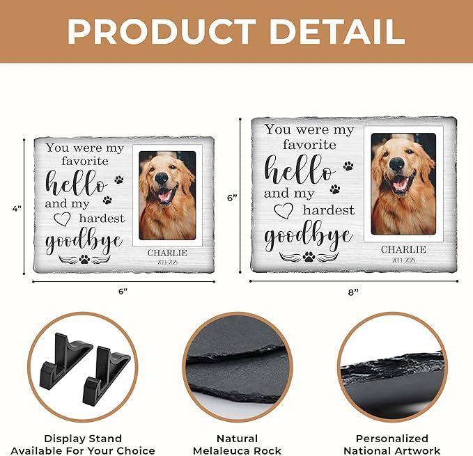 Dog Remembrance Gift Personalized Memorial Stone for Loss of Cat | Best Condolence Gifts for Loss of Pet Cemetery Sign with Photo | Pet Memorial Plaques for Outdoors in Memory Dog Memorials