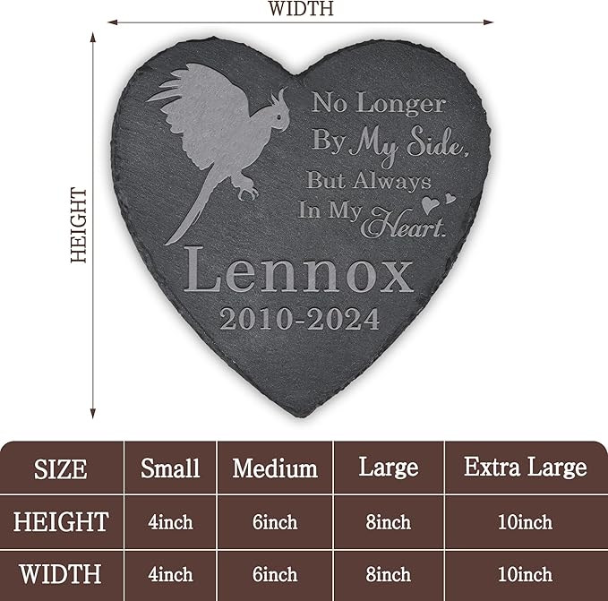 Parrot Memorial Stone Parrot Headstone - Memorial for Parrot - Loss of Parrot - Parrot Keepsake - Pet Remembrance Parrot - in Memory of Parrot (Heart-Shaped)