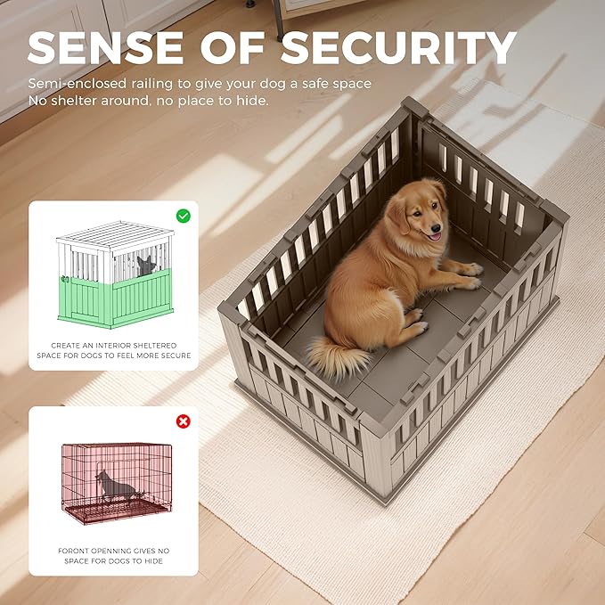 Durable Dog Crate Furniture with Lockable Door,Dog House Indoor for Small Medium Large Dogs (Light Brown, Large)