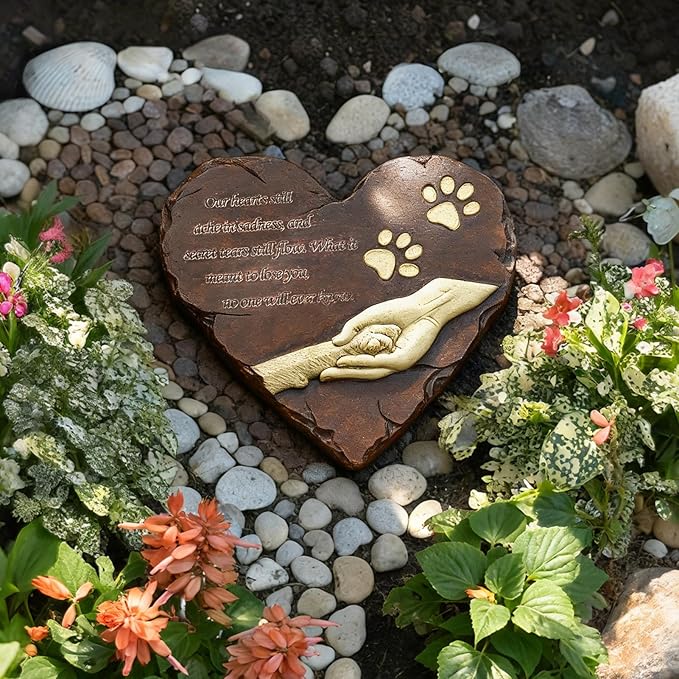 Pet Memorial Stone, Loss of Dog Sympathy Gift, Cat & Dog Passing Away Gift, Pet Loss Sympathy Gifts, Garden Stone for Pet Remembrance, Grave Marker Headstones for Dogs Cats(Brown)