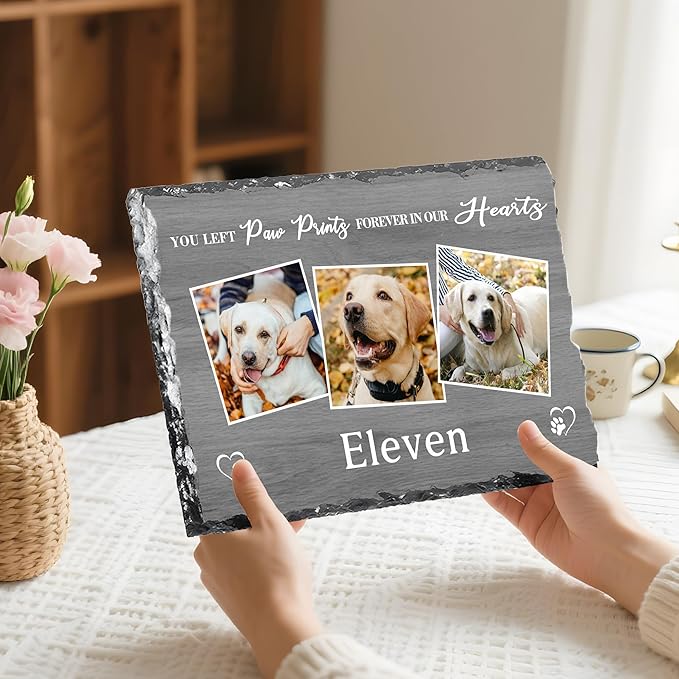 Personalized Dog Memorial Gifts for Loss of Dog, Custom Pet Memorial Stone with Photo Name, Pet Headstones for Dogs, Bereavement Sympathy Gifts for Dog Cat Lover