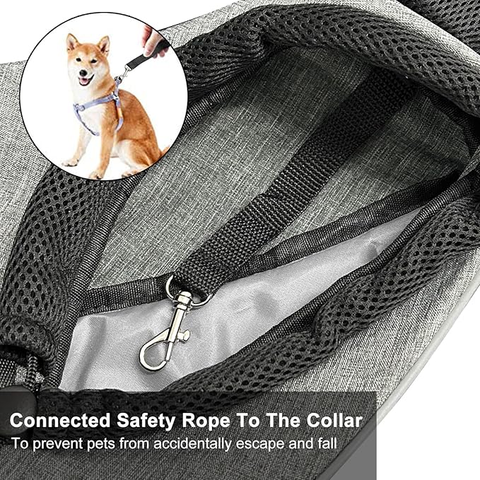Cuby Pet Sling Carrier for Small Dogs Cats,Drawstring & Zipper Security Hook Triple Designs for Pets' Securty Dog Bag,Breathable Travel Pet Puppy Sling Carrier with Adjustable Strap(L (9.5-13.5 lbs))
