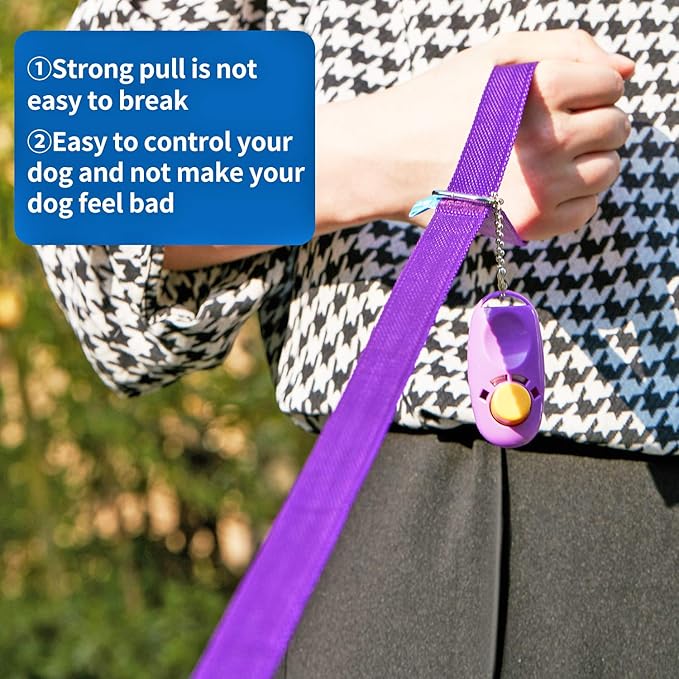 BAAPET 15/20/30/50/100 ft Long Dog Training Leash with Clickers for Small, Medium and Large Dogs or Cats (30 Feet, Purple)