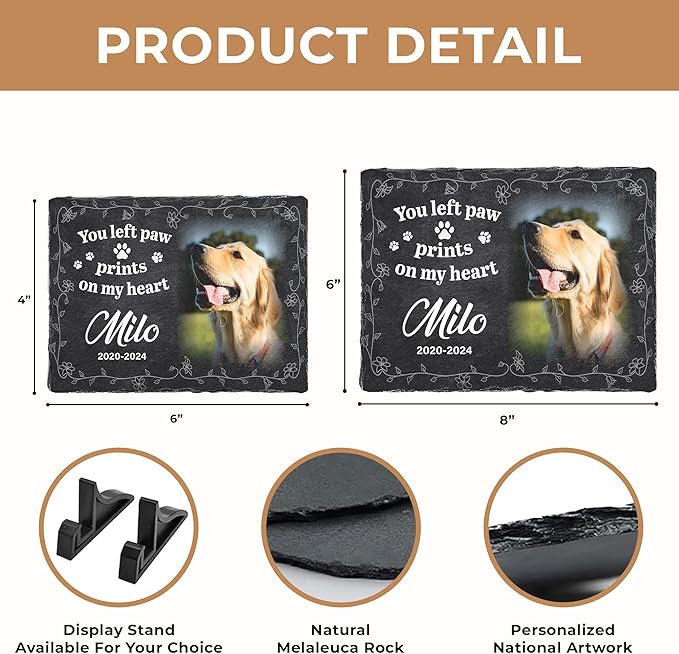 Personalized Memory Stone for Pets Dog Plaques Memorial for Cat | Pet Plaque Memorial Dog Gifts with Photo | Pet Loss Plaque Personalized Gifts for Dogs | Best Keepsakes for Furry Friends