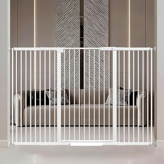 40.55" Tall, 53.74-61.61 Inch Wide, 1.37" Ultra Narrow Spacing Dog Pet Baby Gate Indoor for Doorway Hallway, Pressure Mounted 54 55 56 57 58 59 60 61 Inches Wide
