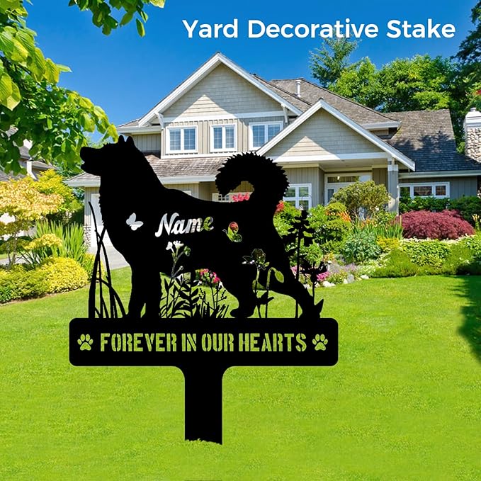Custom Alaskan Malamute Mally Dog Memorial Stake, Personalized Dog Grave Marker, Metal Pet Tombstone, Outdoor Sympathy Sign for Garden Yard Decor, Pet Loss Gift