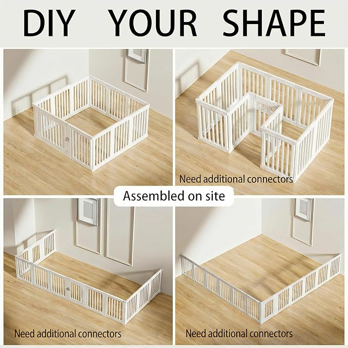 11-Panel Expandable Pet Playpen with Lockable Wide Door, 23.6 Inch Height Portable Indoor/Outdoor for Pets Under 22lbs or Baby, Easy Setup & Clean