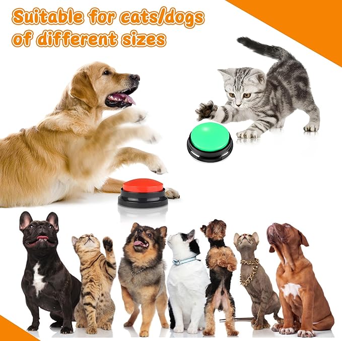 8 Color Dog Buttons for Communication,Voice Recording Button, Pet Training Buzzer, 30 Second Record & Playback, Gift for Dogs/Cats