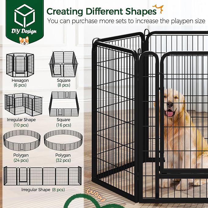 Yaheetech Dog Playpen Outdoor, 40 Inch 12 Panels Heavy Duty Puppy Exercise Pen Metal Pet Fence for RV Camping/Yard/Garden