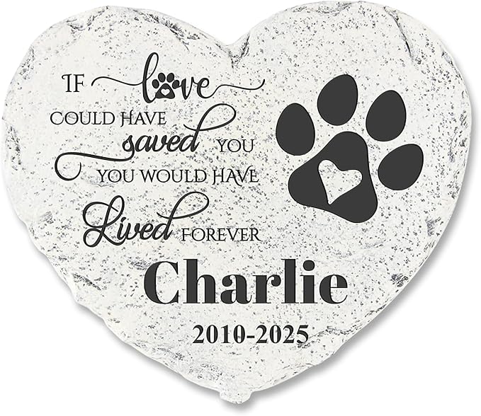 Personalized Dog Memorial Stone - Memorial Gift for Loss of Dog- Headstones for Pets - Pet Loss Gifts Cat Memorial Gifts - Cemetery Decorations (HS-Pawprint)