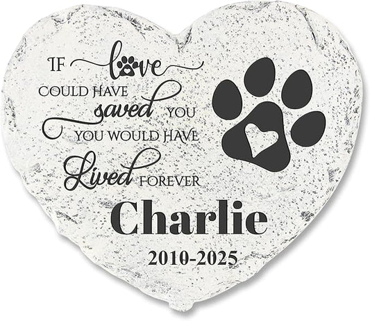 Personalized Dog Memorial Stone - Memorial Gift for Loss of Dog- Headstones for Pets - Pet Loss Gifts Cat Memorial Gifts - Cemetery Decorations (HS-Pawprint)